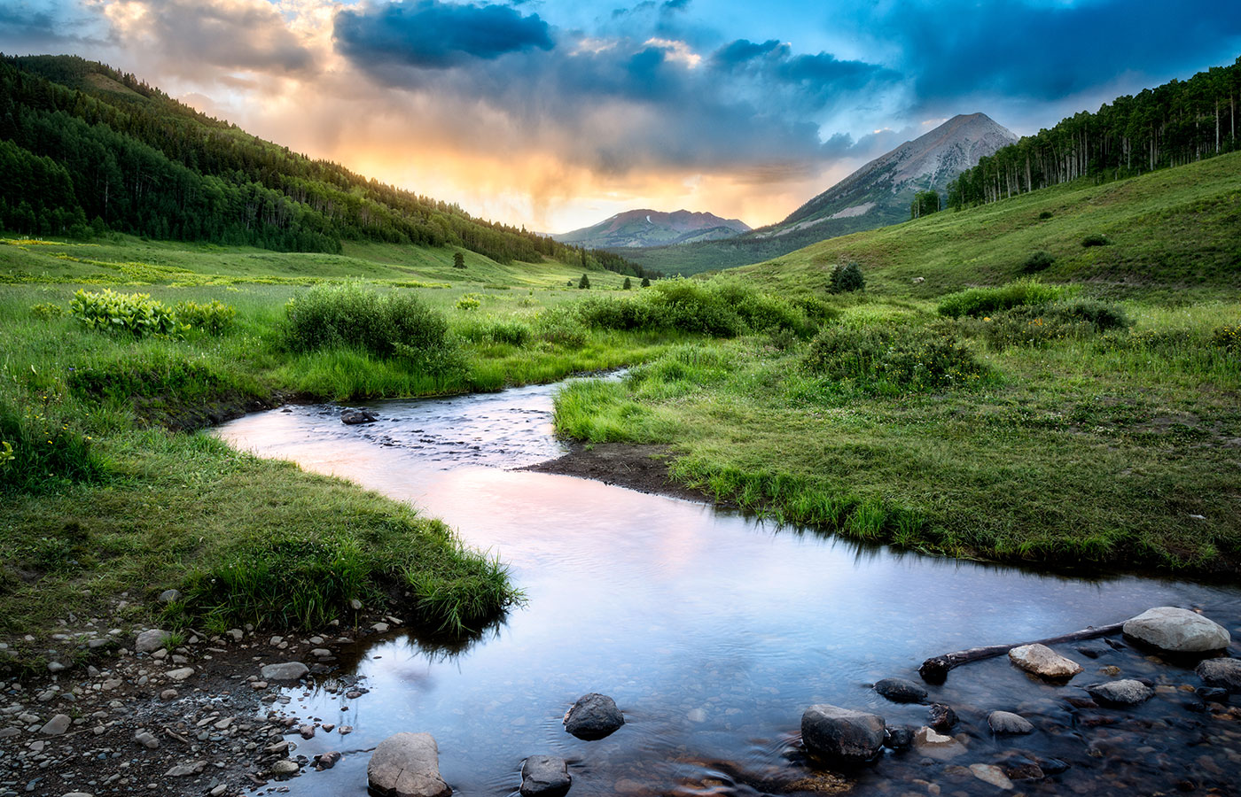 river through field